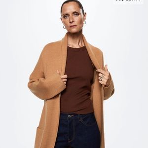 MANGO Oversized knitted coat with pockets COATIGAN sweater duster long cardigan